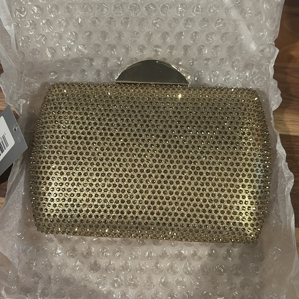 Gold metallic evening bag